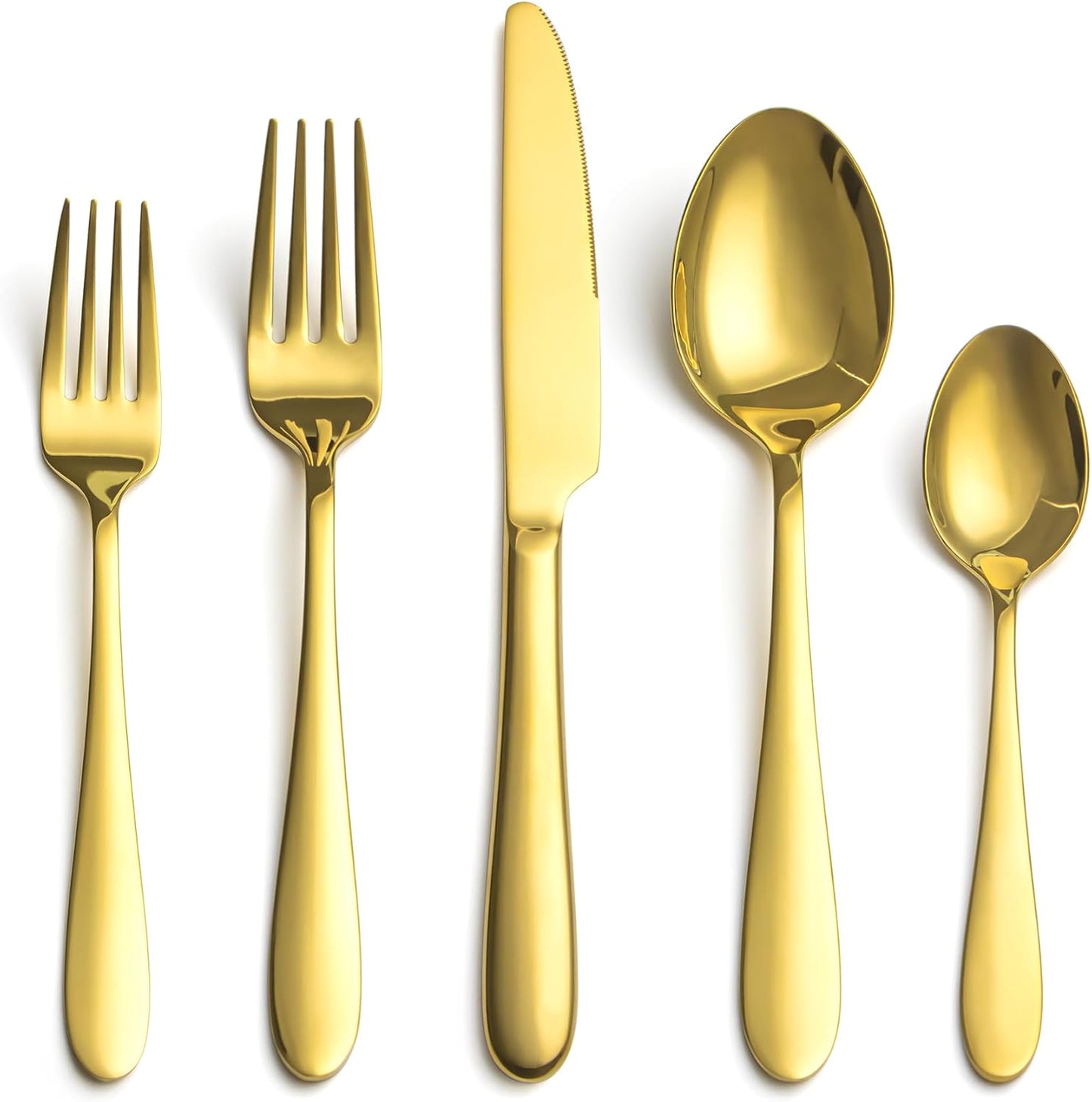 40 Piece Gold Silverware Set for 8 - Premium Stainless Steel Cutlery