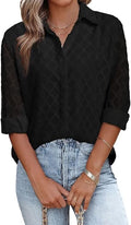 FARYSAYS Womens V Neck Long Sleeve Button Down Shirt - Work Blouse