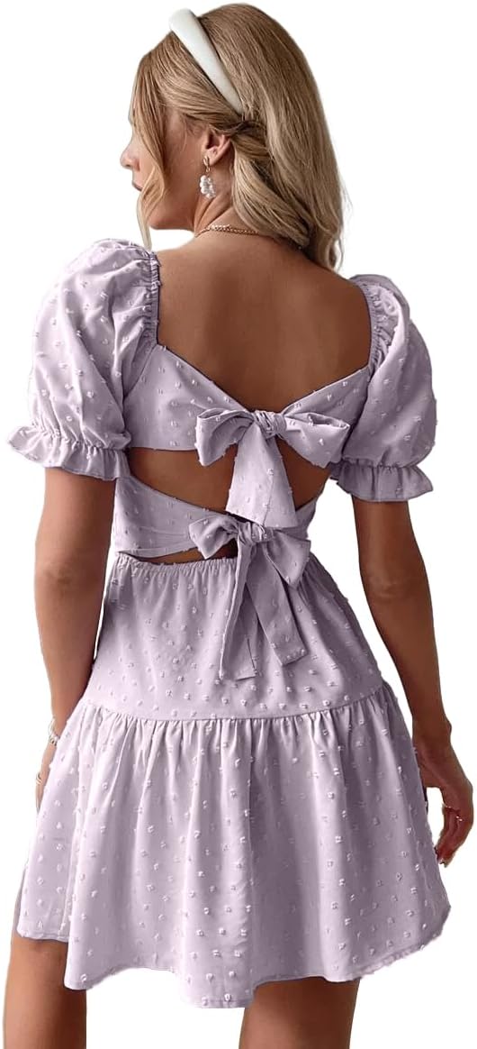 Narecte Summer Dresses for Women 2025: Tie Backless Mini Dress