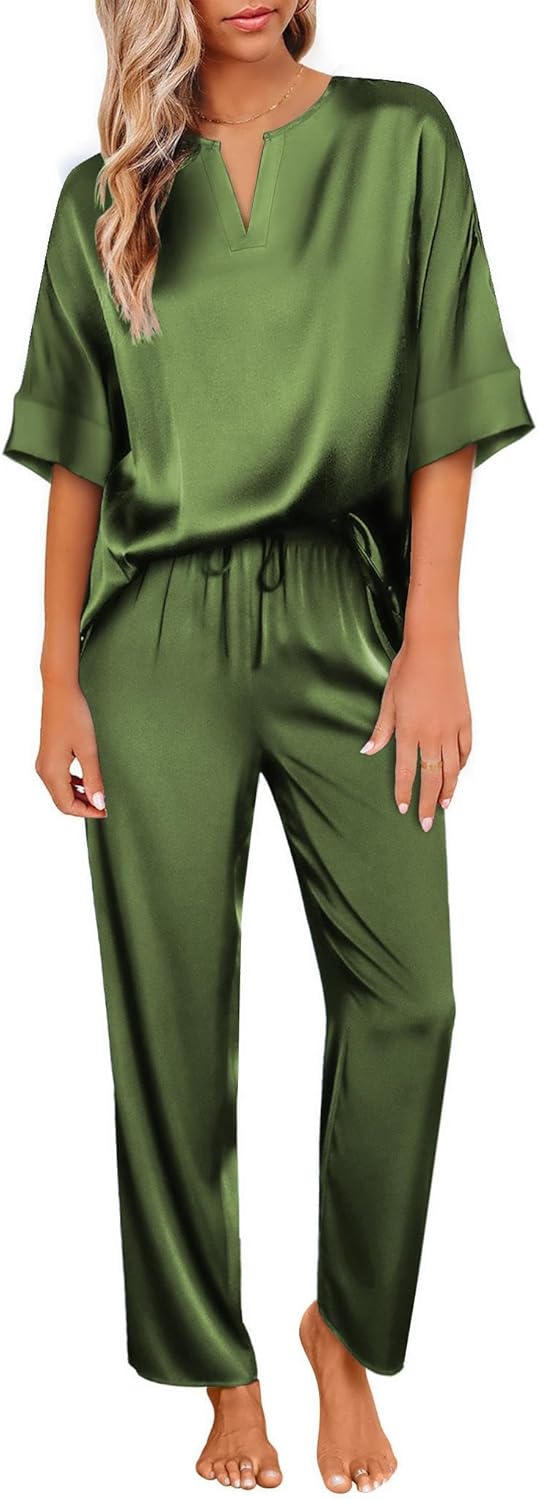 Ekouaer Satin Pajama Set for Women - Luxurious Silk Loungewear