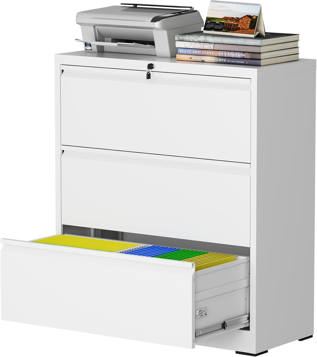 3 Drawer Lateral File Cabinet with Lock for Home Office Storage
