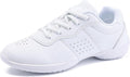 White Kids Cheer Sneakers for Girls - Lightweight Breathable Flats