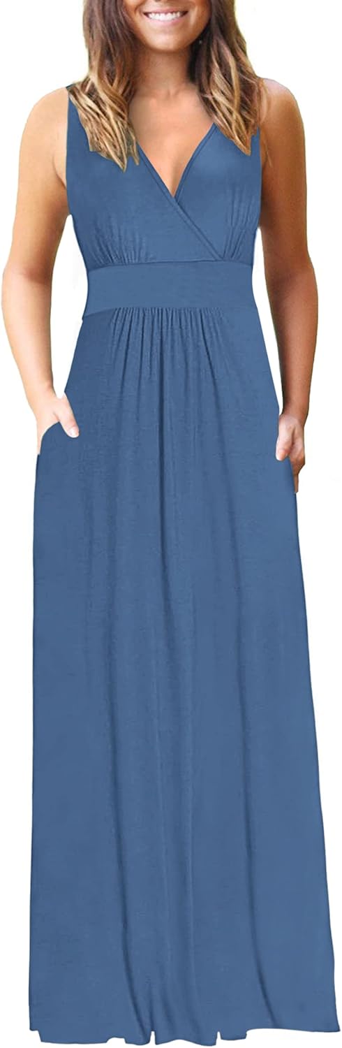AUSELILY Women's Sleeveless Formal Dress with Pockets