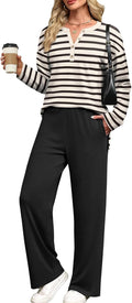 Lounge Sets for Women 2 Piece V Neck Button Matching Sweatsuit