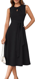 Elegant A Line Flowy Midi Dress with Pockets for Women