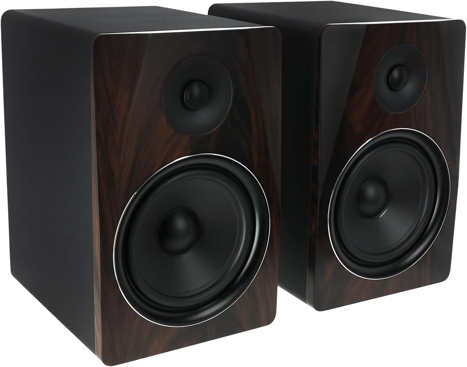 500W Rockville APM8D Studio Monitors - Dark Wood