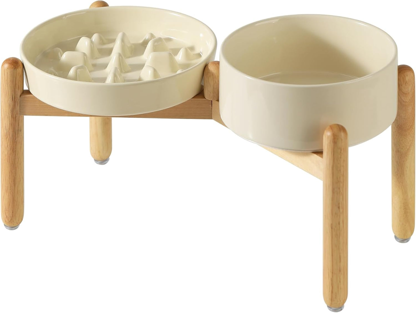 Ceramic Raised Slow Feeder Dog Bowl Set for Large Dogs