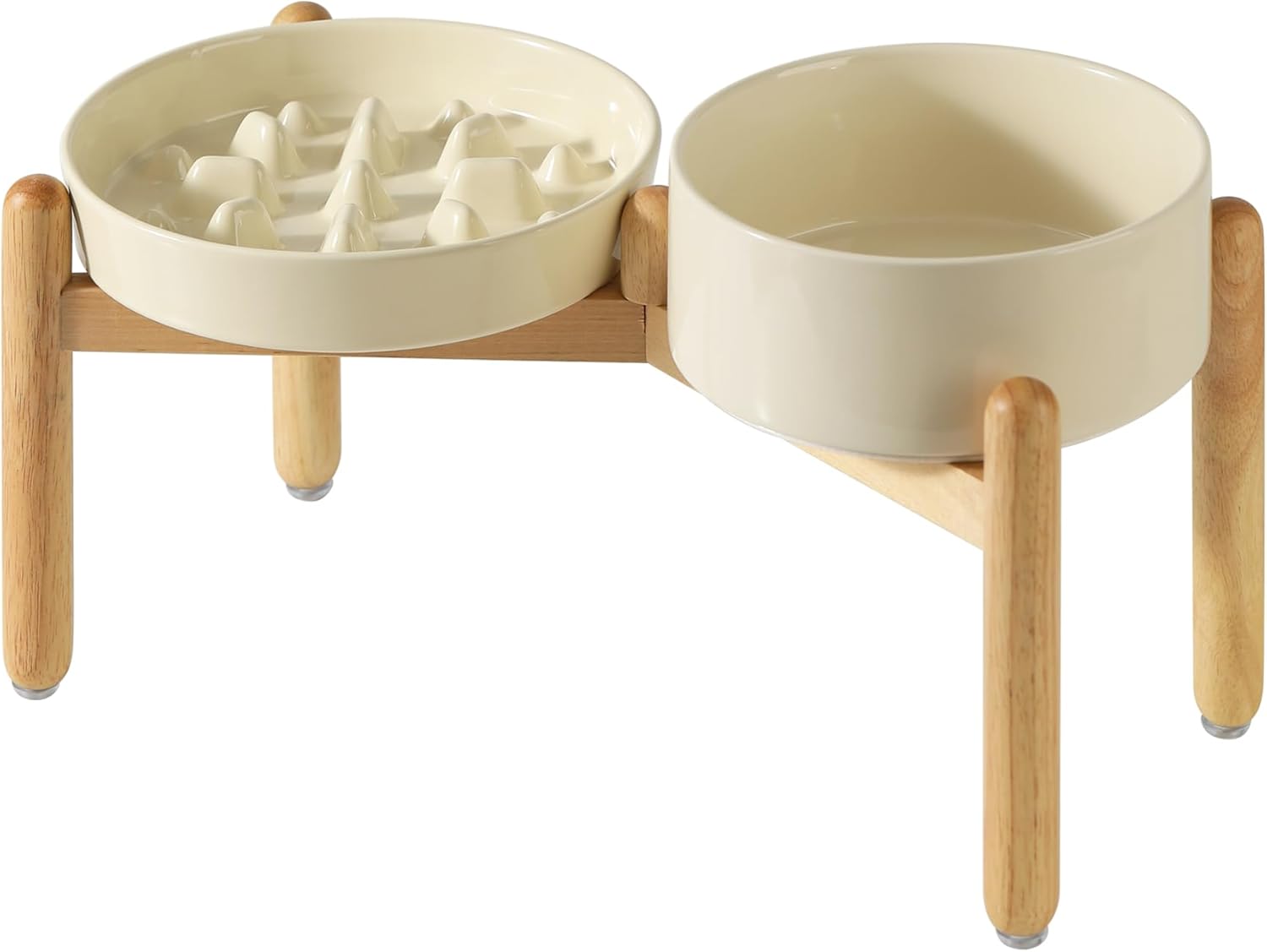 Ceramic Raised Slow Feeder Dog Bowl Set for Large Dogs