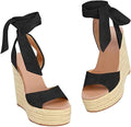 Womens Platform Espadrille Wedges Open Toe Sandals - Stylish 4in Heel