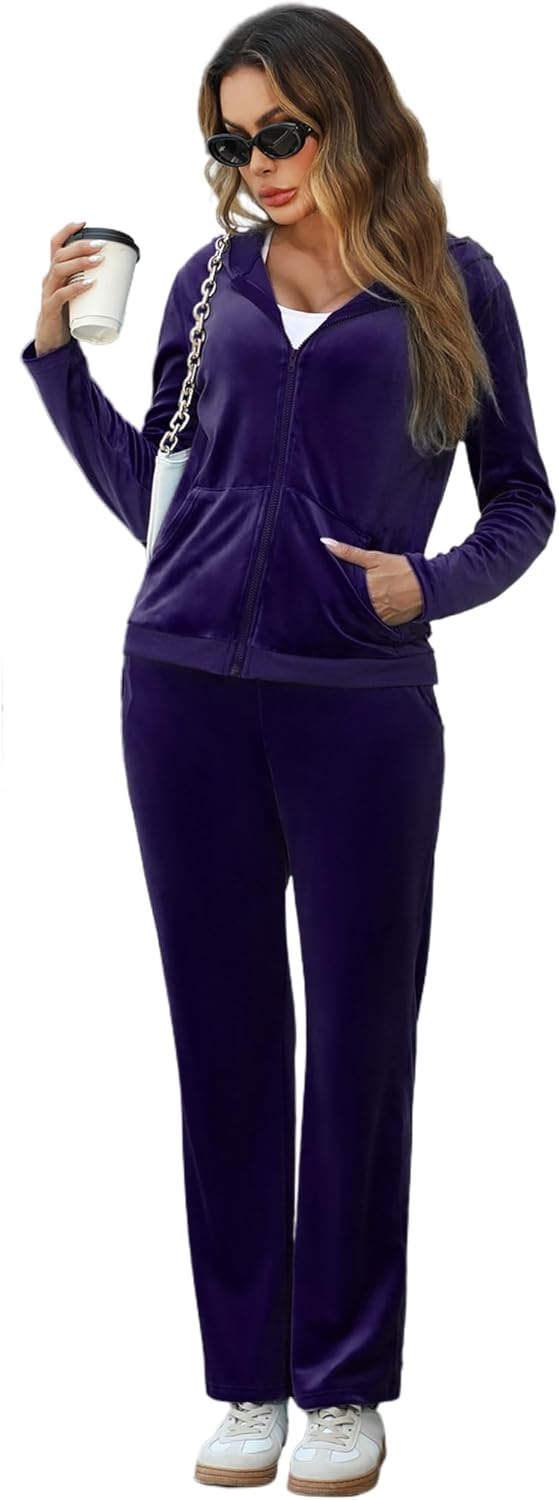 Velour Tracksuit for Women - Stylish 2 Piece Jogging Set