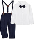 Baby Boys Gentleman Plaid Outfit Suit Set with Detachable Suspenders
