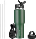 40 oz Insulated Water Bottle with Straw - Fits Cup Holders, Keeps Cold