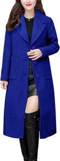 Women's Mid-Long Wool Blend Notch Lapel Coat - Classic Midi