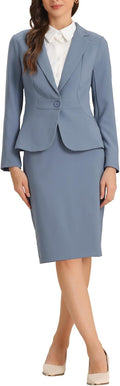 Allegra K Women's 2 Piece Skirt Suit Set - Professional (Style BK35)