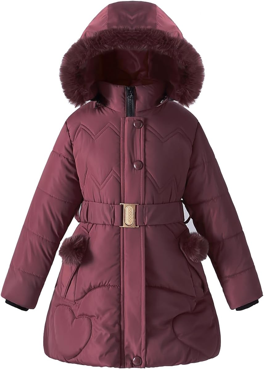 Girl Winter Dress Coats Hooded Fleece Jacket for Warmth