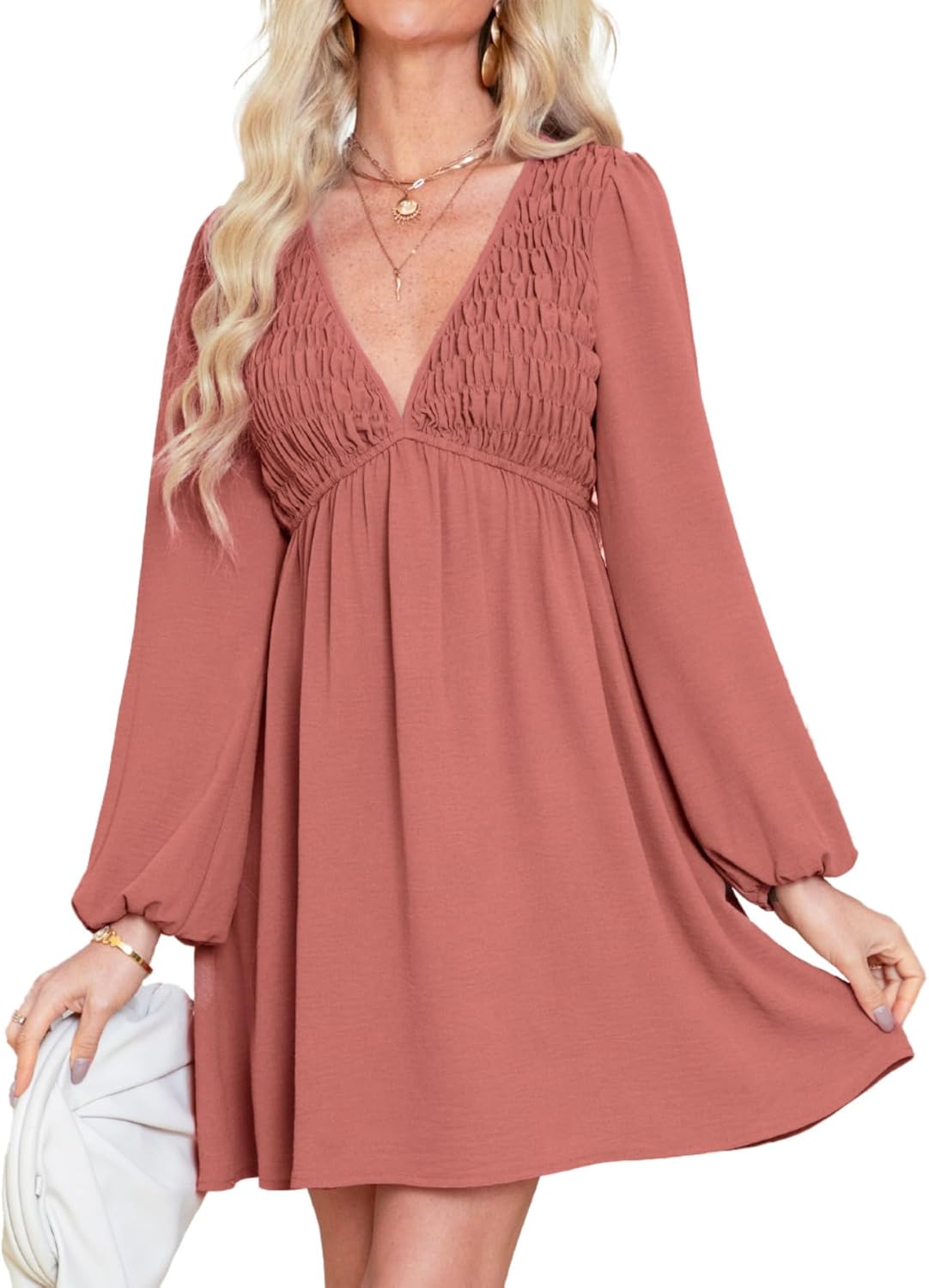 BerryGo Women's Casual Long Sleeve Babydoll Flowy Dress