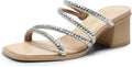 Women's Strappy Square Toe Block Heel Mules - Low Chunky Sandals