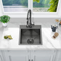 Black Bar Sink Drop In Kitchen Sink 15in x 15in x 9in - Matte Black