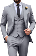 Mens Slim Fit 3-Piece Double Breasted Suit for Men - Tailored Look