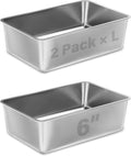 Stainless Steel Litter Box 2 Pack 17.7in x13.8in x6in - Easy Clean, No