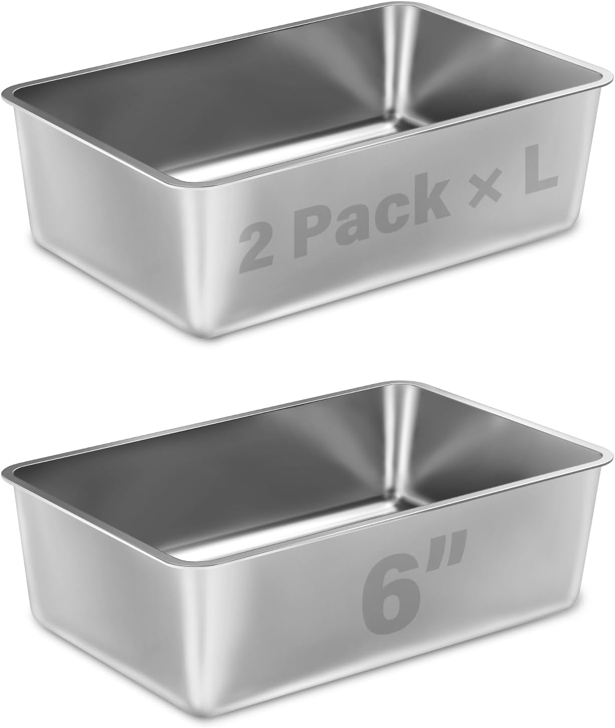 Stainless Steel Litter Box 2 Pack for Easy Clean and Odor Control