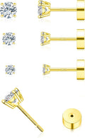 3 Pairs Moissanite Flatback Stud Earrings - Classic Sparkle Set