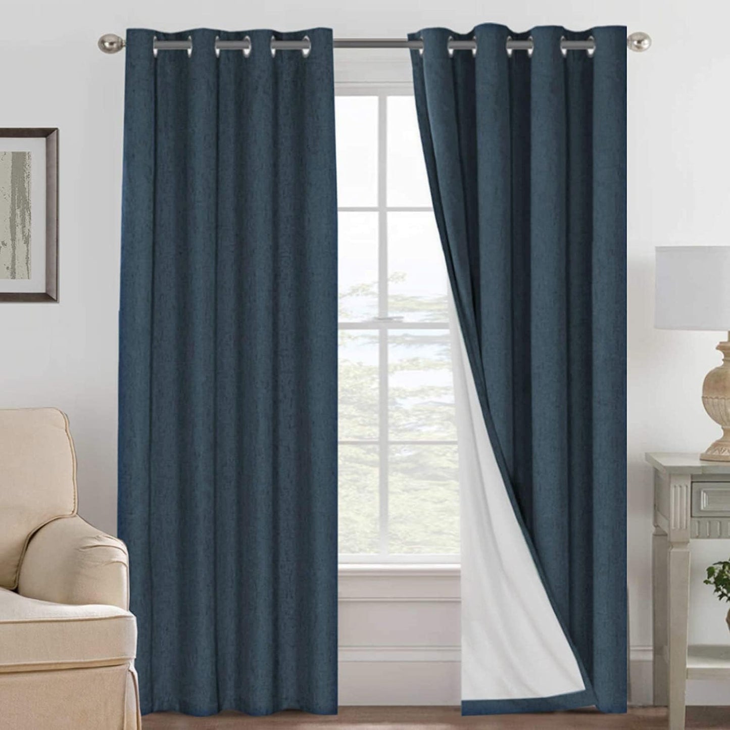H.VERSAILTEX Linen Blackout Curtains for Total Light Control