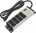 Grey Heavy Duty 20A Power Strip Surge Protector - 8 Outlets, 12 ft