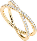 PAVOI Criss Cross CZ Ring for Women - 18K Gold Vermeil