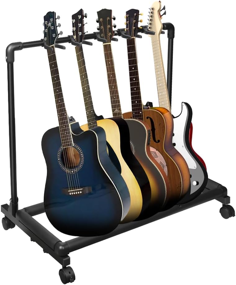 AZOR 5 Multi Guitar Stand Rack with Wheels for All Instruments