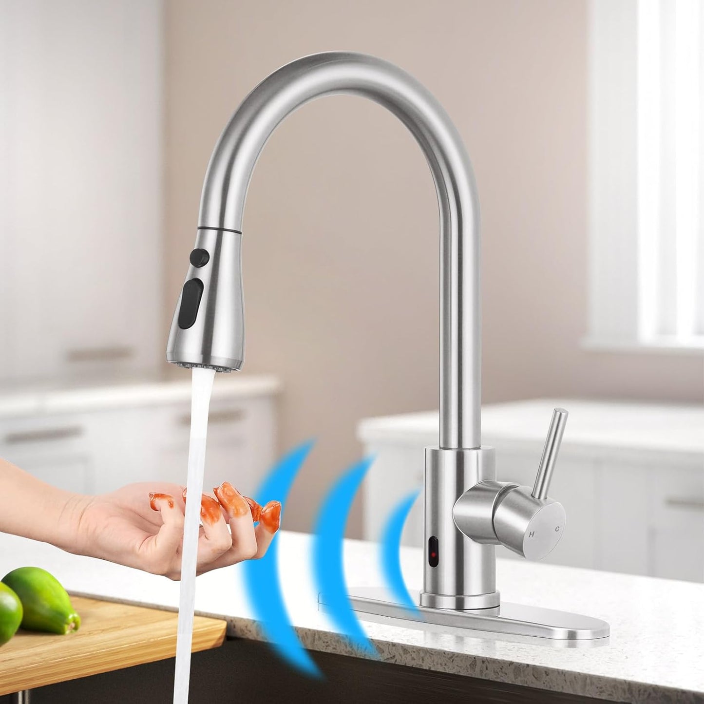 Touchless Kitchen Faucet with Pull Down Sprayer for Modern Homes
