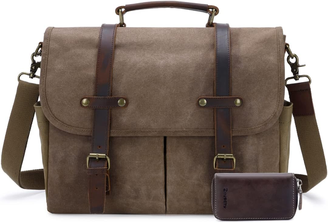 Waterproof Genuine Leather Messenger Bag for Men 15.6 Inch