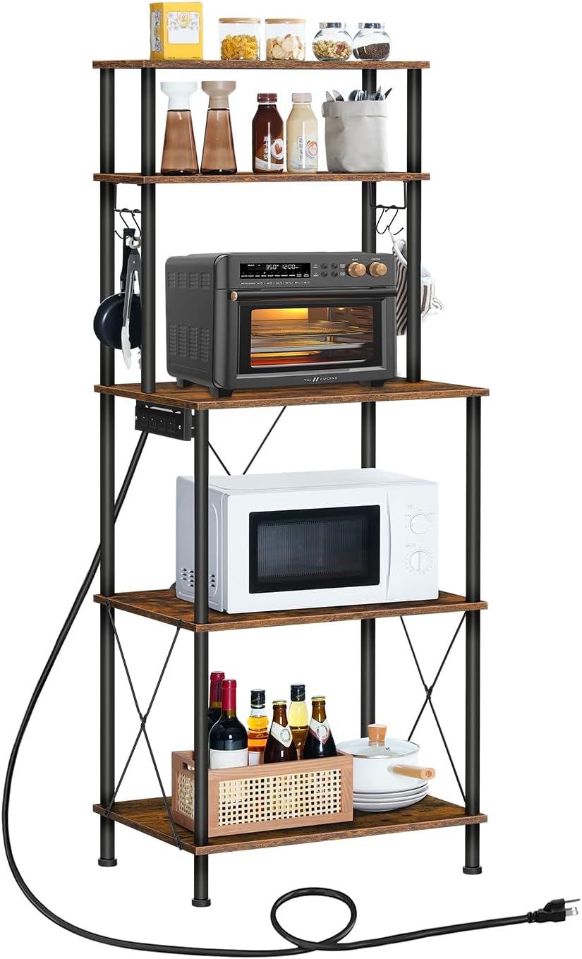 5-Tier Kitchen Bakers Rack with Power Outlets