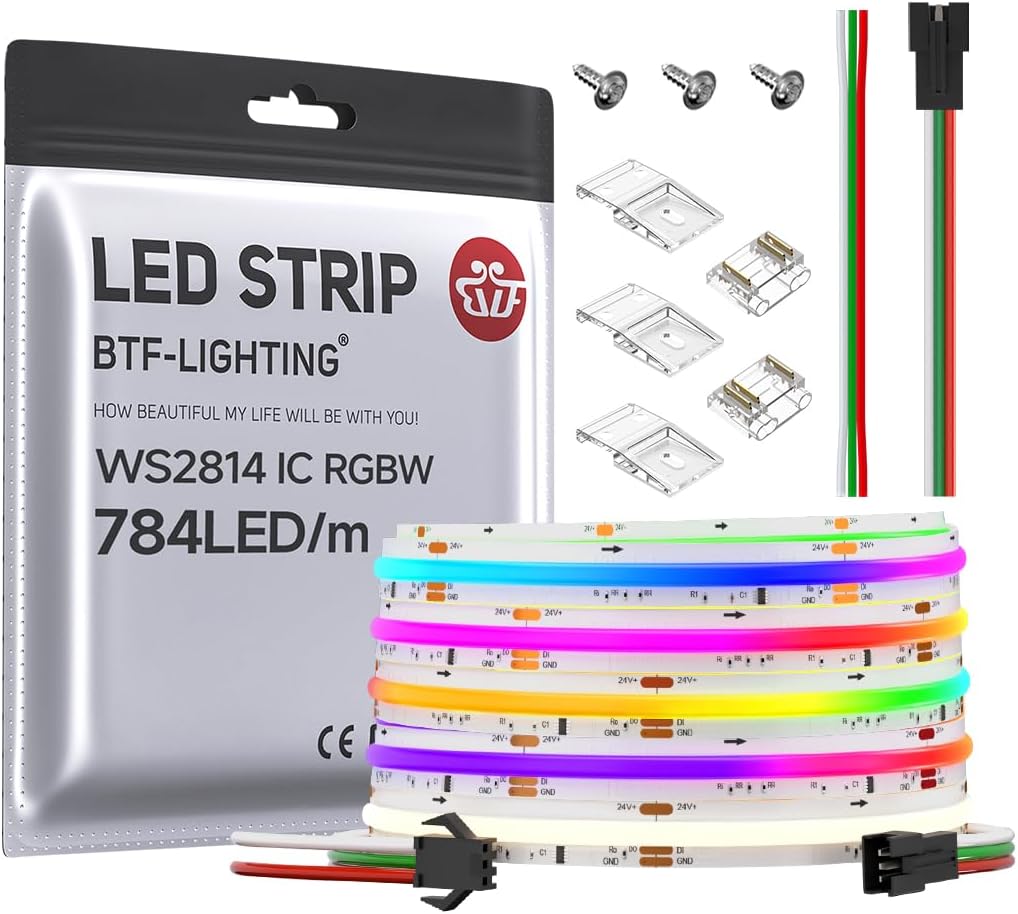 BTF-LIGHTING FCOB WS2814 RGBW LED Strip for Vibrant Indoor Decor