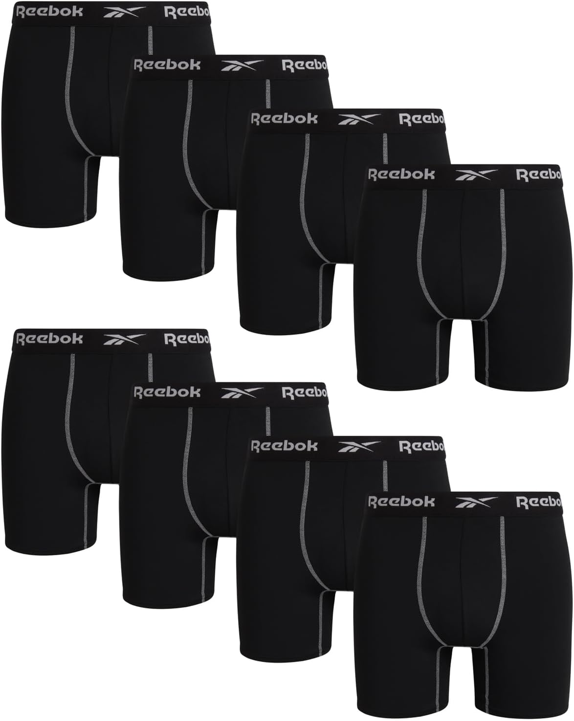 Reebok Mens Boxer Briefs 8 Pack with 6 Inseam for Comfort