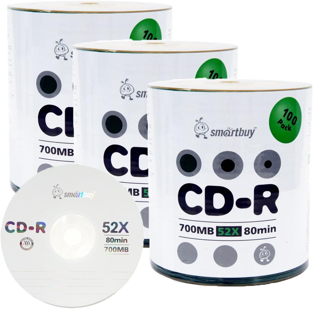 Smartbuy 700mb 80min 52x CD-R Blank Data Discs for Archiving