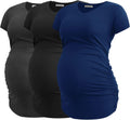 Smallshow V Neck Maternity Top - Soft Side Ruched Tee