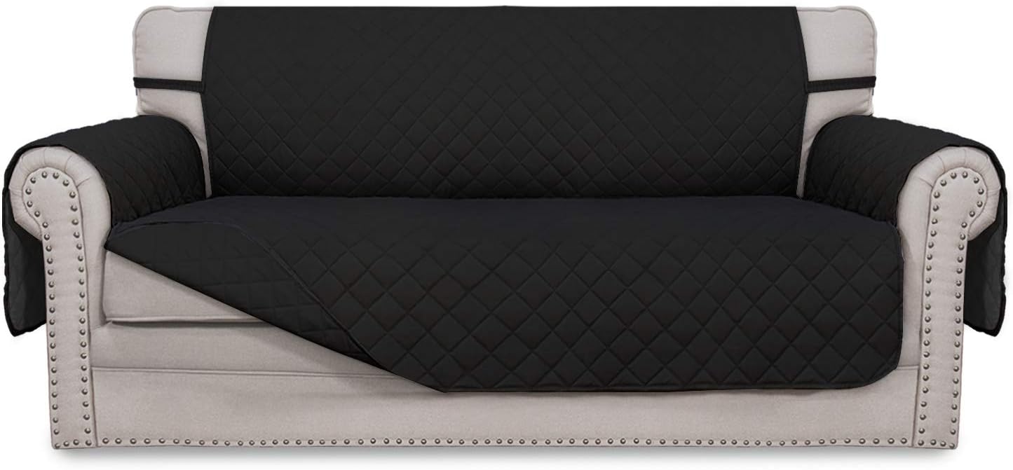 Easy-Going Sofa Slipcover for Oversized Loveseat - Black/Black