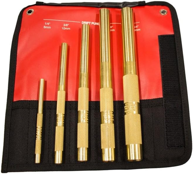 Mayhew Tools Brass Drift Punch Set - 5-Piece Non-Marring Set