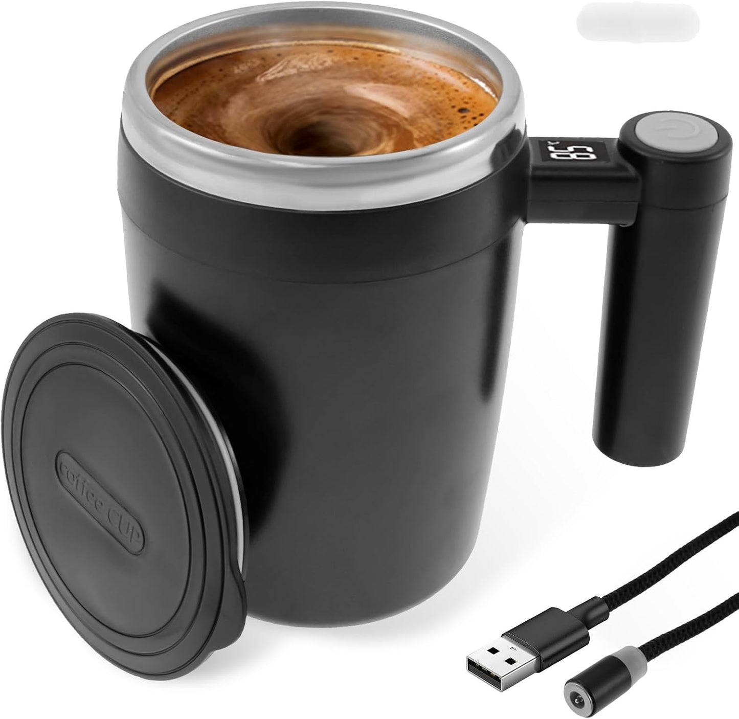 Self Stirring Mug -Temp Display - Portable & Rechargeable - Perfect Gift