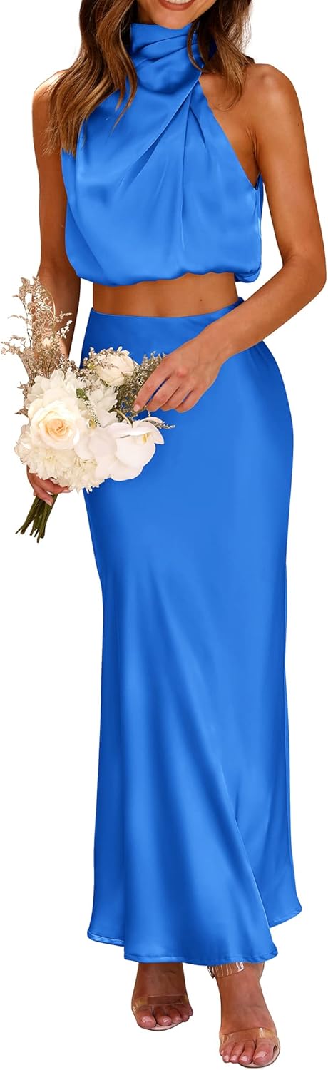 Stylish Women's 2 Piece Satin Outfits for Summer Elegance