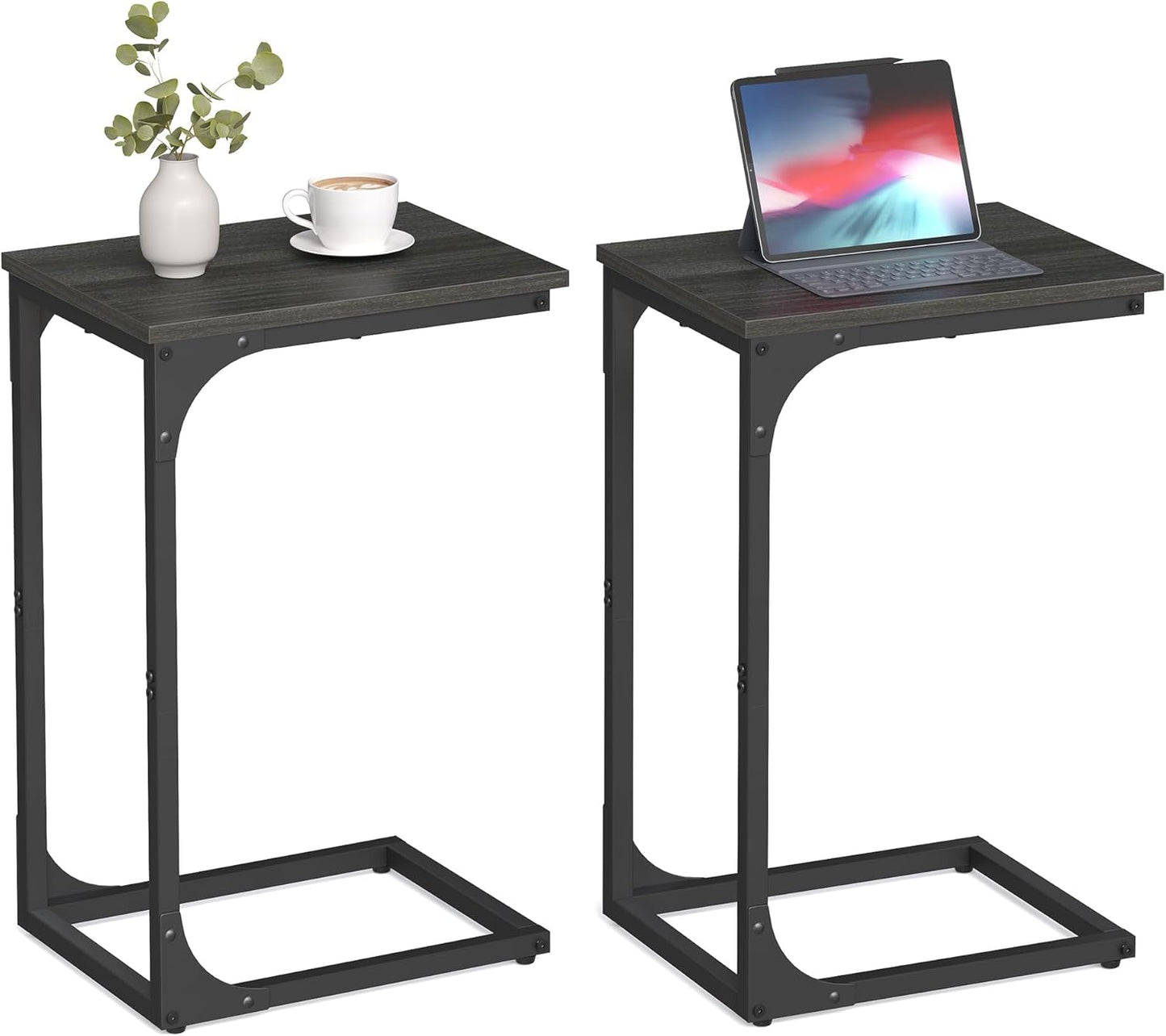 VASAGLE C-Shaped End Table Set of 2 for Small Spaces