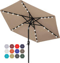 Solar LED Patio Umbrella 7.5FT with 24 LEDs and 6 Ribs - Durable Shade