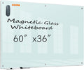 KIZZBY Glass Dry Erase Board - 60in x 36in Frameless Design