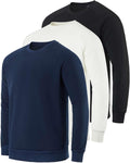 Mens Soft Plush Fleece Crewneck Sweatshirt 3-Pack - Warm Everyday Wear