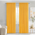 MIULEE Yellow Back Tab Blackout Curtains 90 in - Room Darkening Panels
