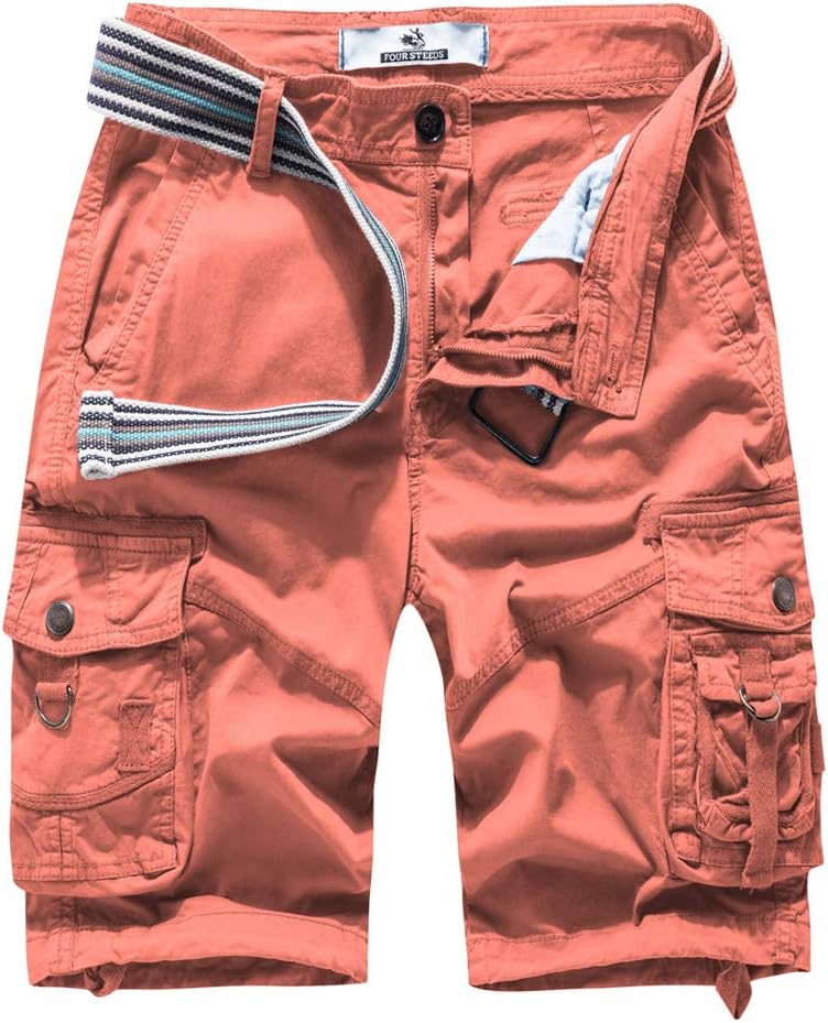FOURSTEEDS Women's Cotton Relaxed Fit Multi-Pocket Cargo Shorts