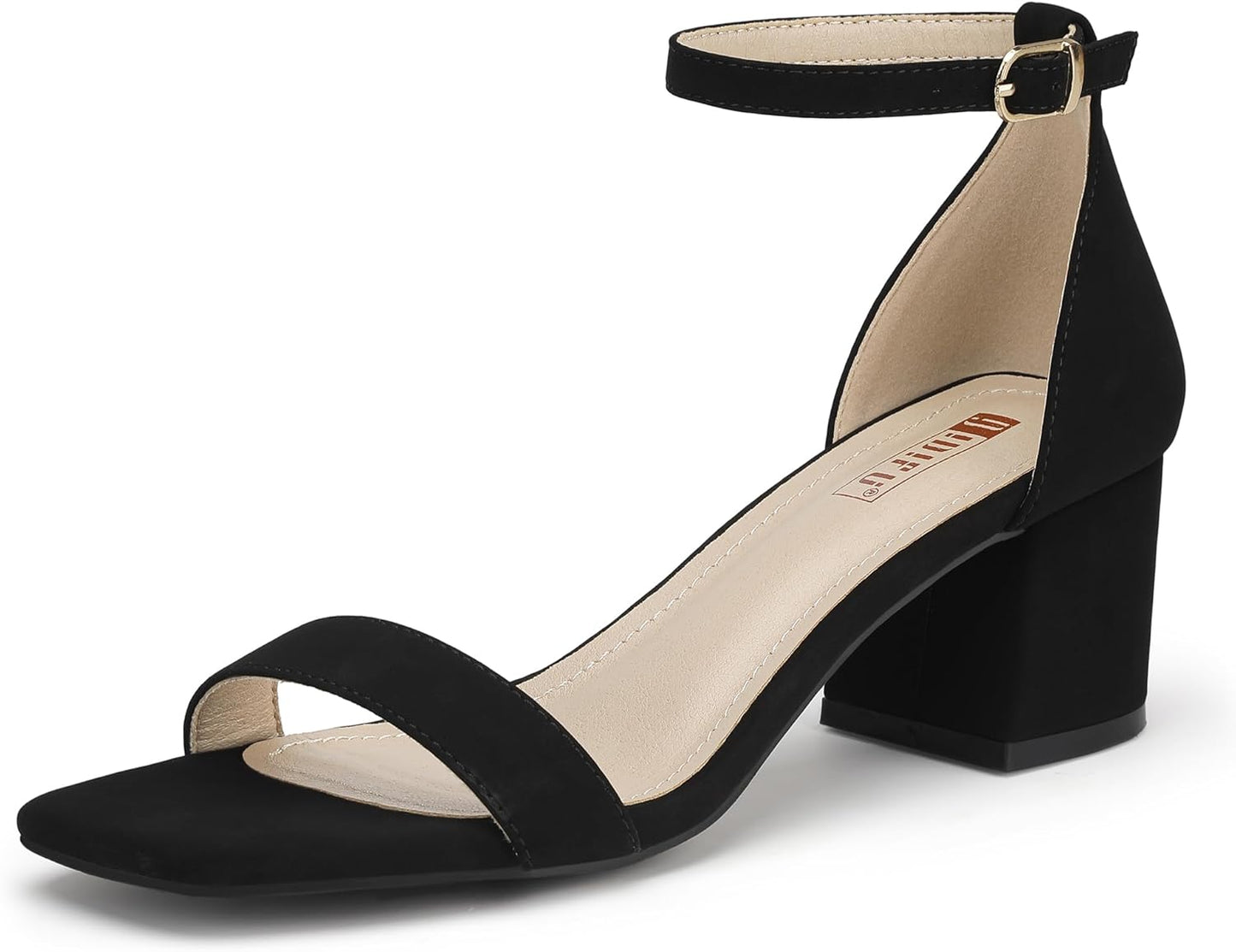 IDIFU Chunky Heels Block Low Short Square Open Toe Sandals