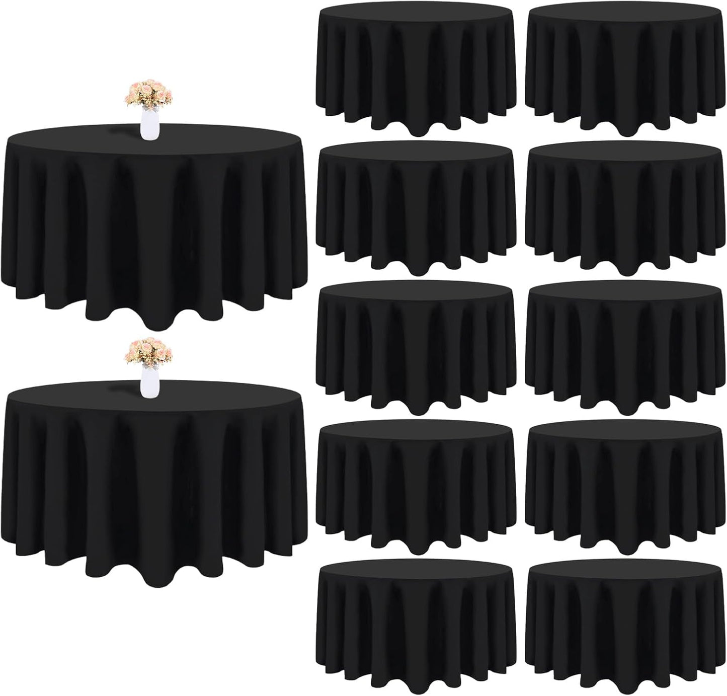 120 Inch Black Round Tablecloth for Elegant Events and Parties