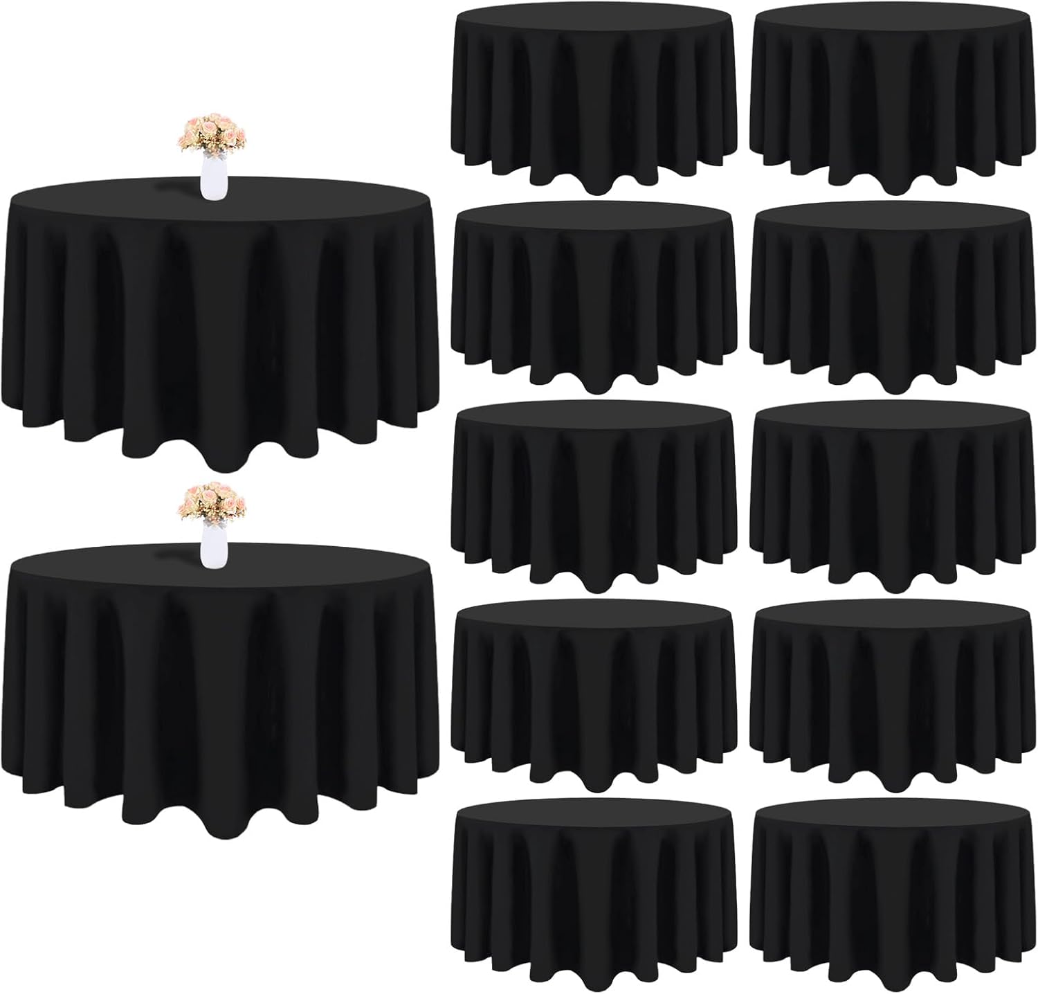 120 Inch Black Round Tablecloth for Elegant Events and Parties